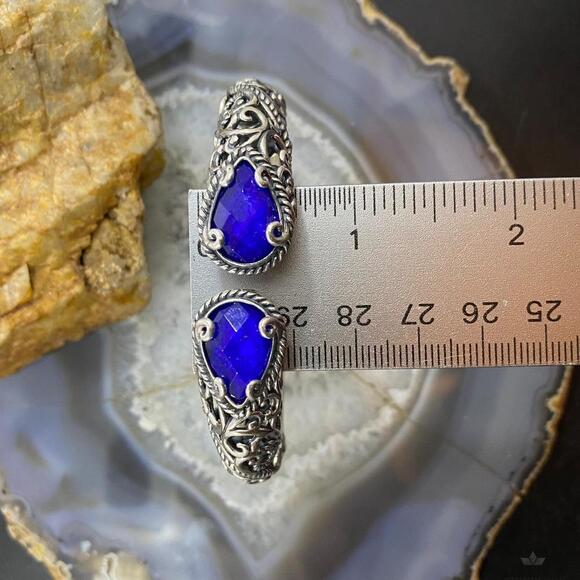 Carolyn Pollack Sterling Silver Faceted Lapis Doublet Decorated Hinged Bracelet - Picture 10 of 10